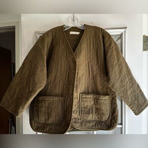 Micaela Greg quilted liner jacket size medium olive green